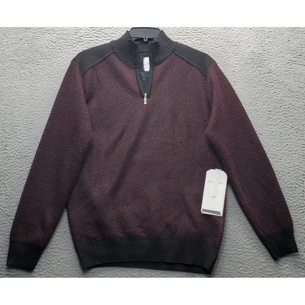 Six Lincoln 1/4 Zip Sweater Mens Medium Multi Sherpa Lined Long Sleeve Pullover